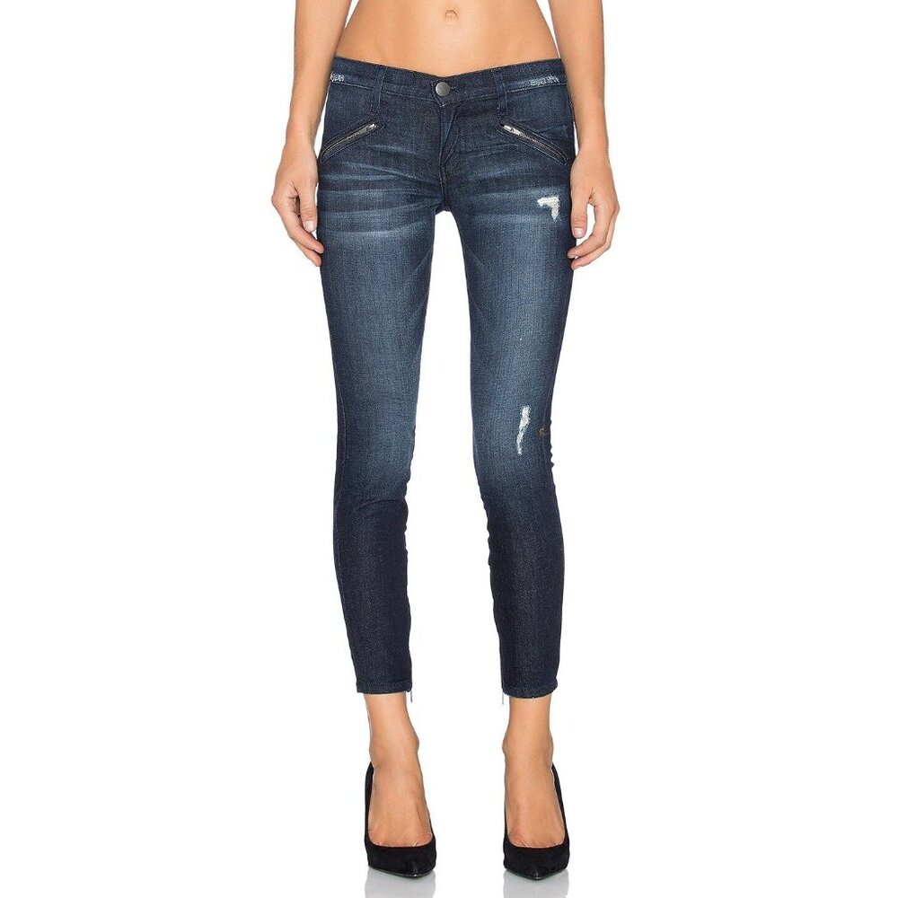 Current/Elliott The Silverlake Zip in D'argent Zip Skinny Jeans Size 26 Low Rise